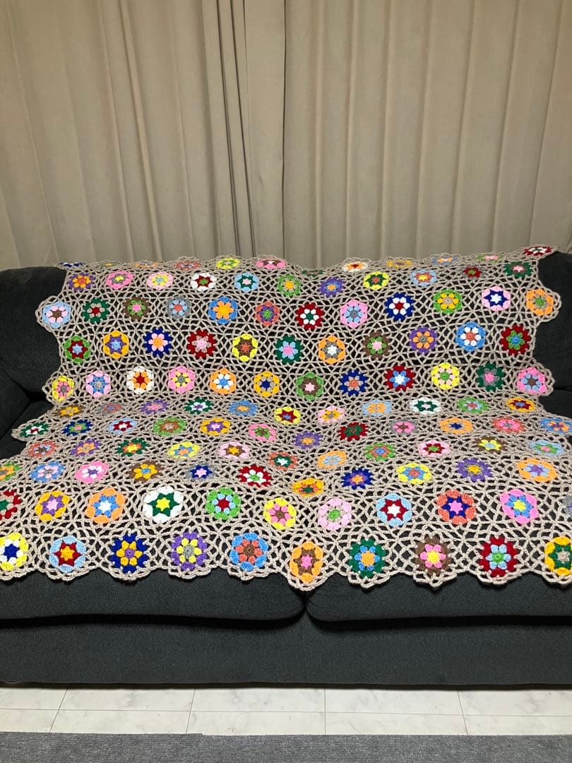 かぎ針編み ソファーカバー ベッドカバー マルチカバー 手編み
