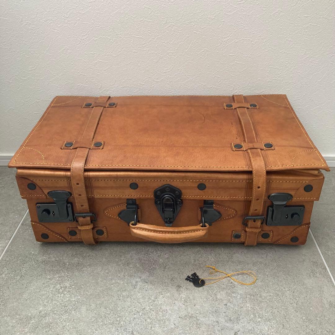 ヴィンテージ レザー トランクケース トランクバッグ レトロ雑貨 古道具 鍵付き