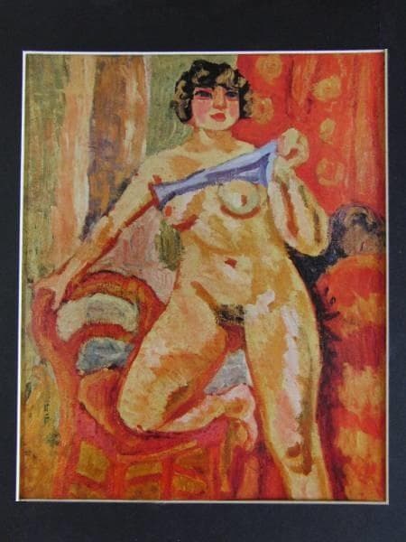 梅原龍三郎、【裸婦脱衣図】、希少な大判額装用画集より、美品、日本人画家