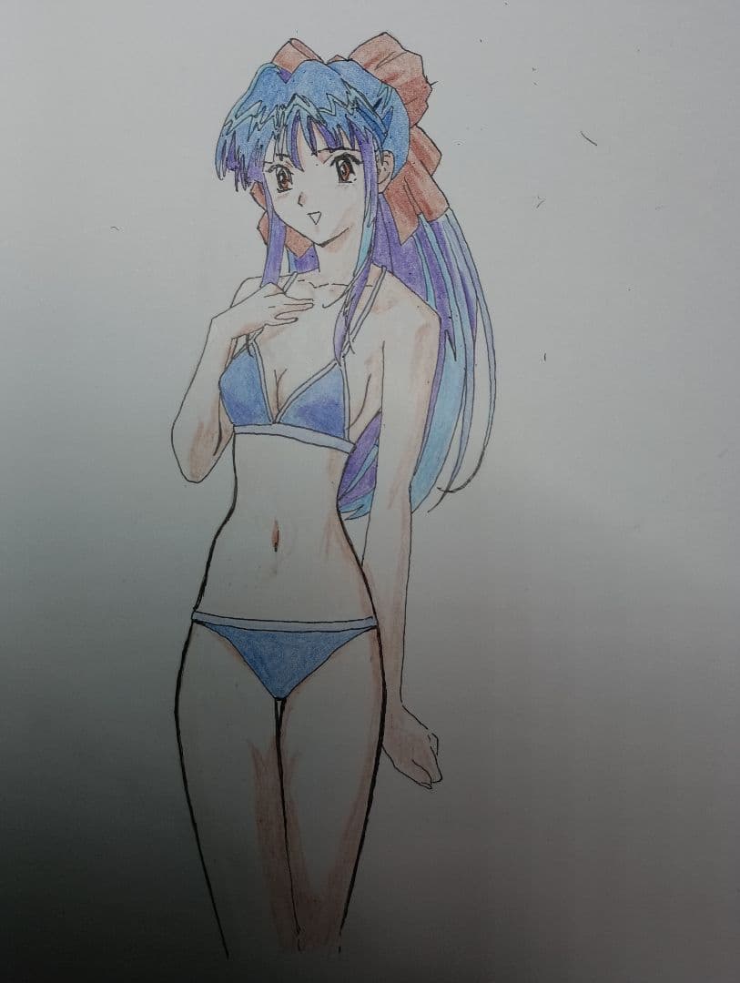 青いビキニのキャラクターイラスト