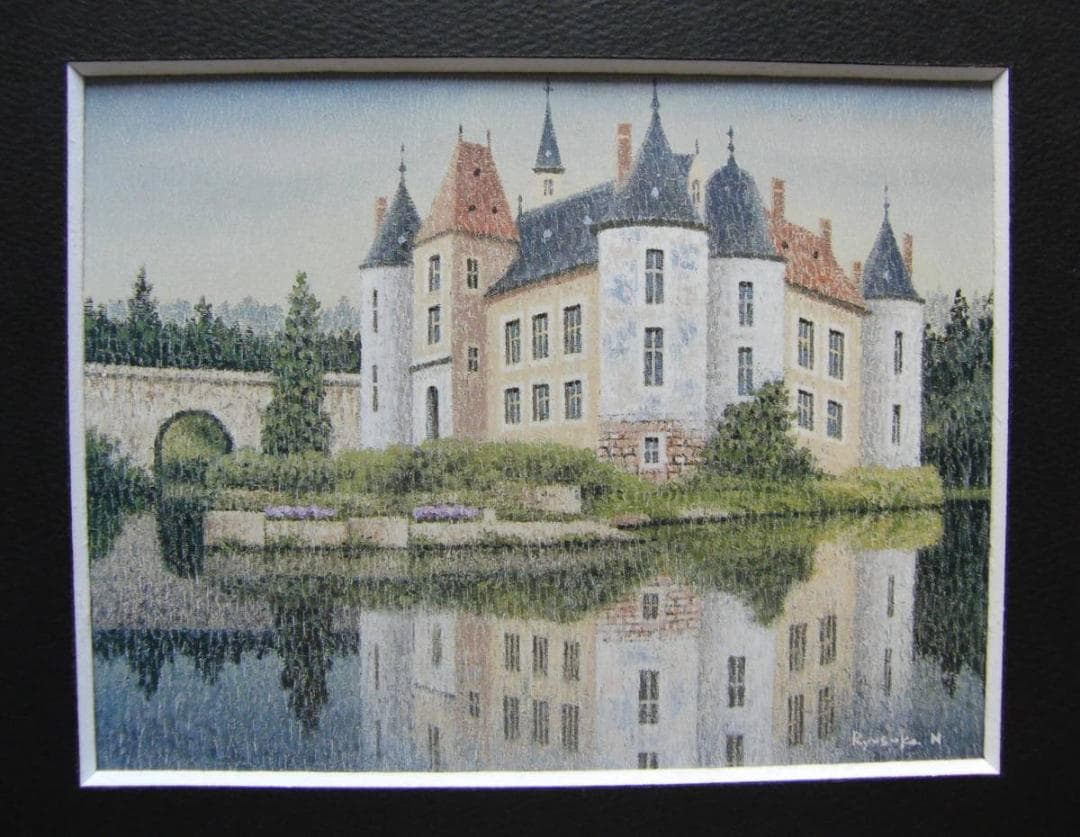 西村 龍介、「水辺の城」、希少画集・額装画、日本製・新品額縁にて額装致します