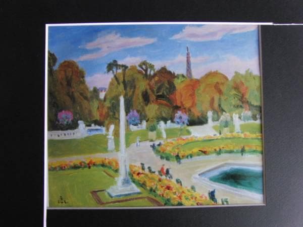 鈴木良三、リュクサンブール公園、希少画集画、新品額装付