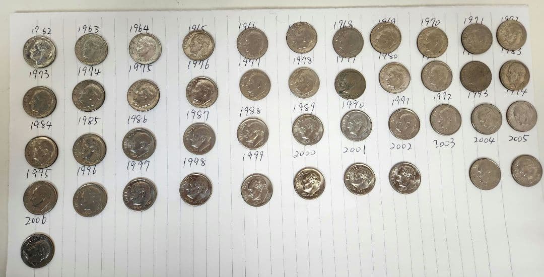 ケネディハーフダラー 1962-2005年アメリカ　ダイム銀貨