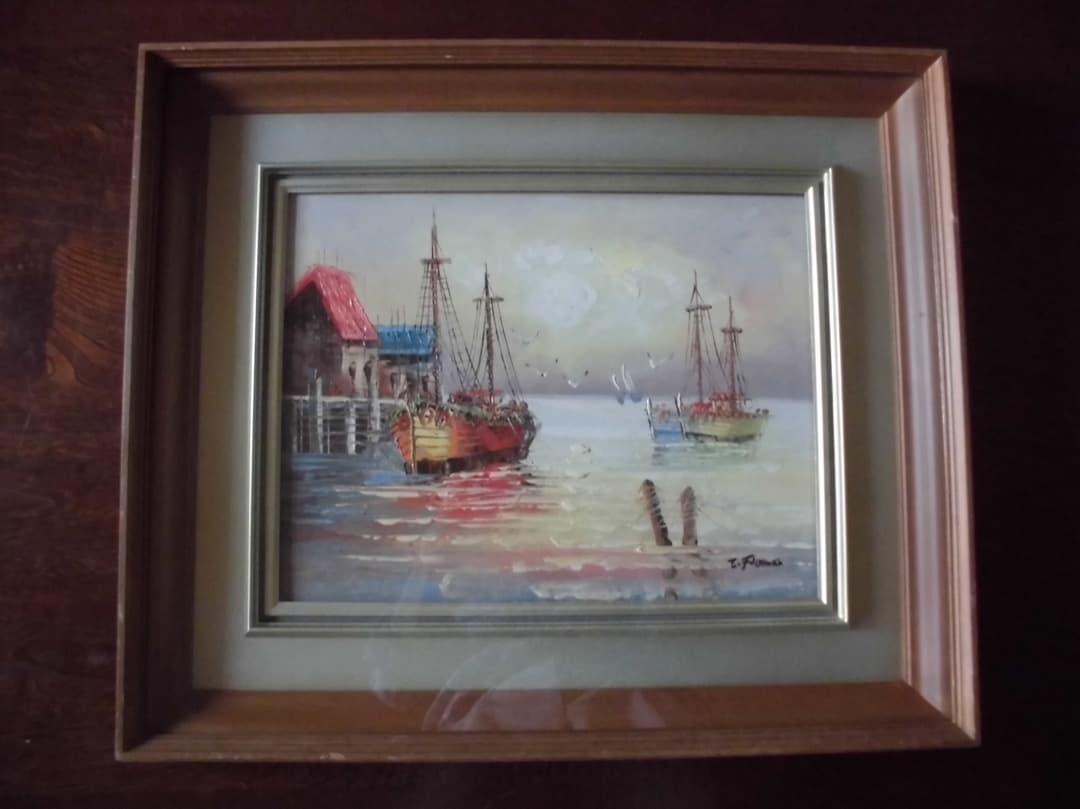 油彩画　藤島武二　『滞船』　F8号　額装　模写