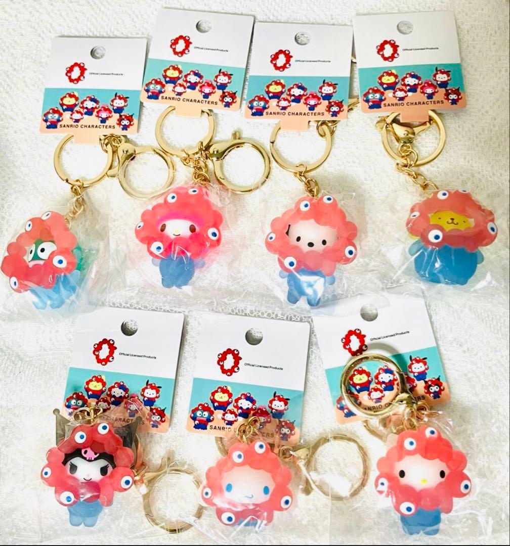 サンリオミャクミャク　クリアキーホルダー7個セット