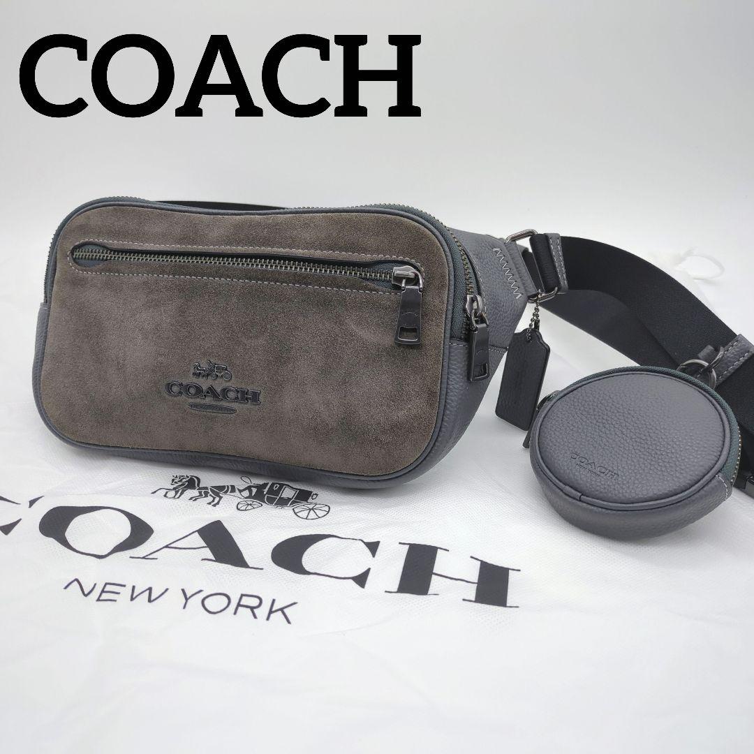 【希少カモデル・美品】コーチ☆カメラバッグ スエード×レザー ミニポーチ付