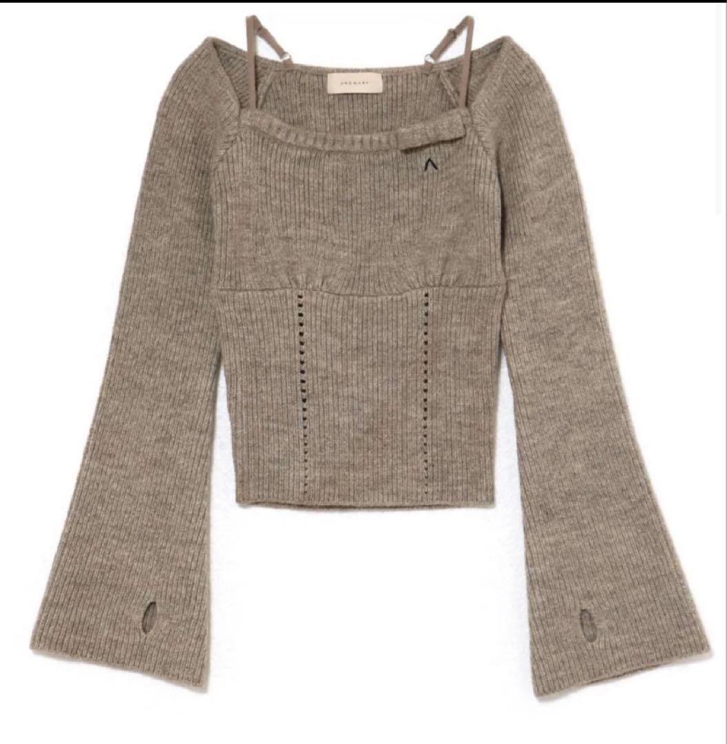 トップス andmary Baby ribbon knit tops gray