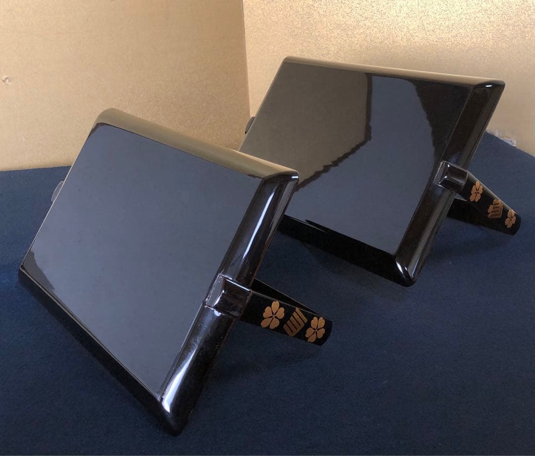 《R》黒塗縁金 梨地 源氏香貝蒔絵 手付盆 大小 入れ子 251225か3