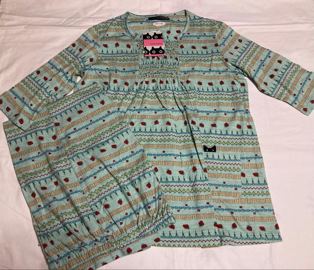 【新品】マタノアツコ　いちご柄　パジャマ M　黒猫 MEME ワコール