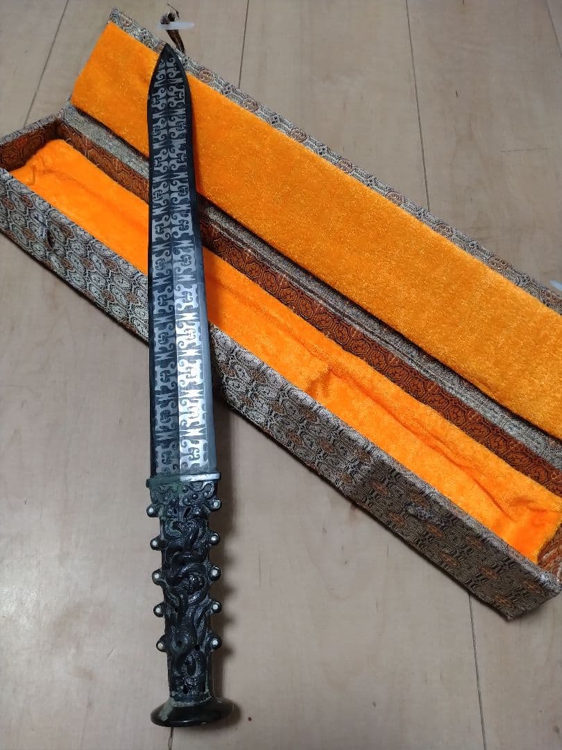 【レプリカ】古銅風 青銅剣風 中国 古美術 工芸品 約40cm 模造刀 希少 chinese-antique-bronze-sword-