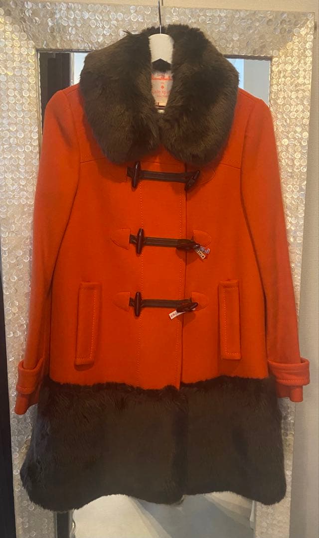 ケイトスペード♠️オレンジ エコファー付きダッフルコート美品