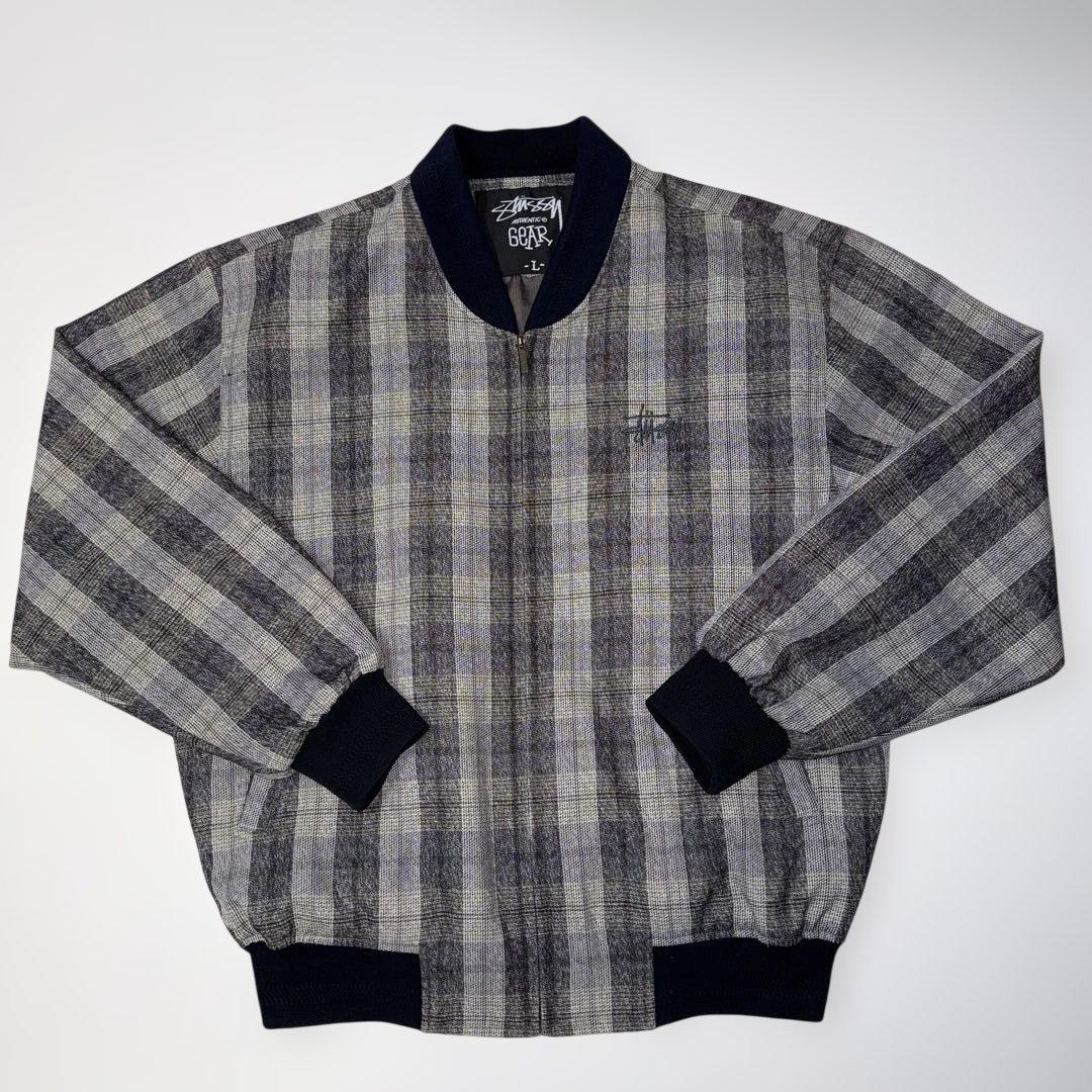 ス*ル様 90s OLD Stüssy チェック柄 ジップジャケット L 刺繍ロ
