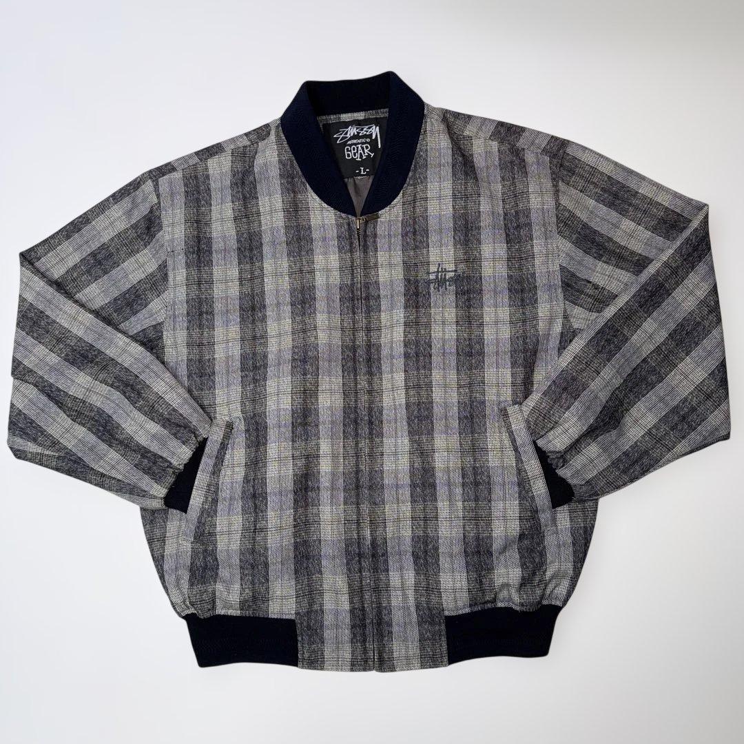 90s OLD Stüssy チェック柄 ジップジャケット L 刺繍ロゴ - メルカリ
