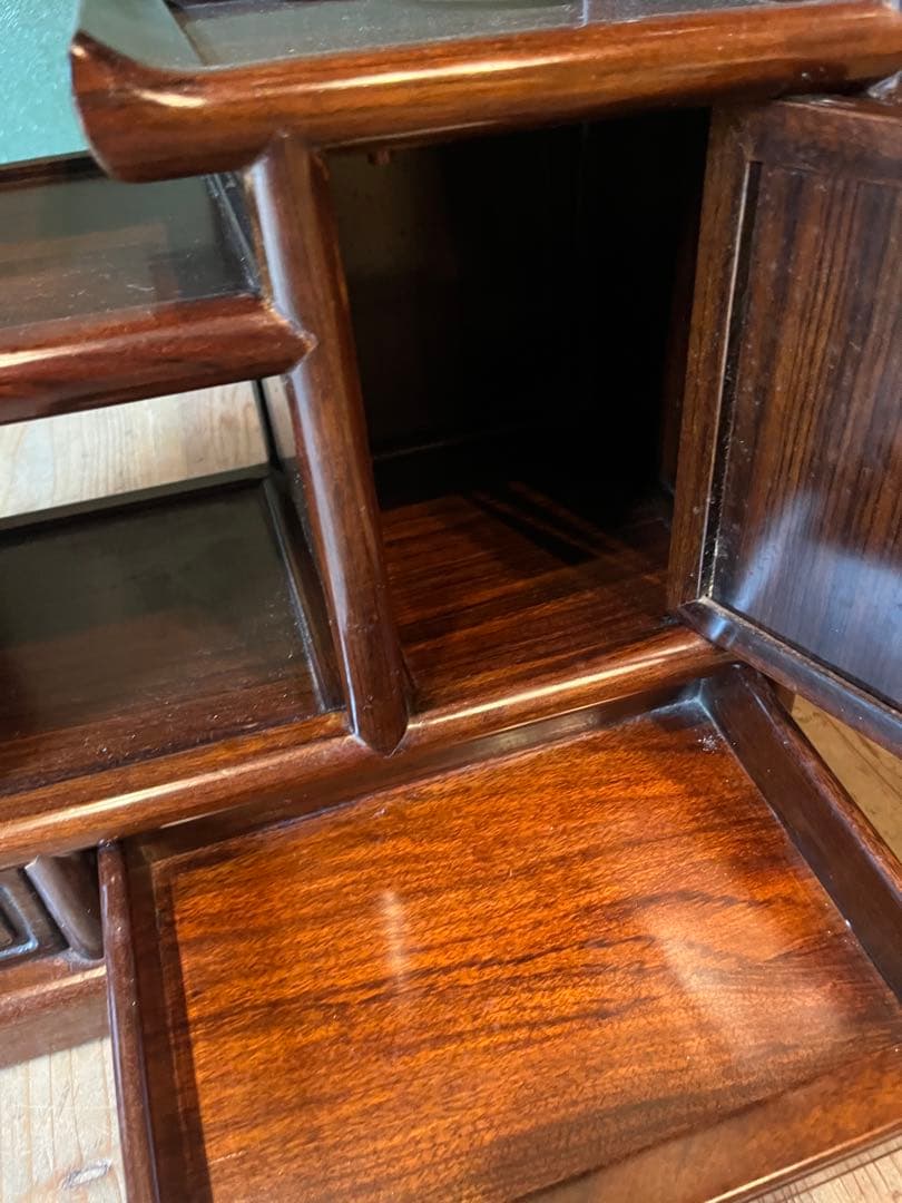 ジョンジョン様専用＊螺鈿 紫檀 茶箪笥 飾り棚 小ぶり 違い棚 和風