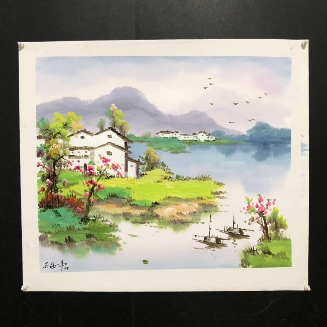 手描き 油画 風景画 インテリア 絵画 約70×60cm