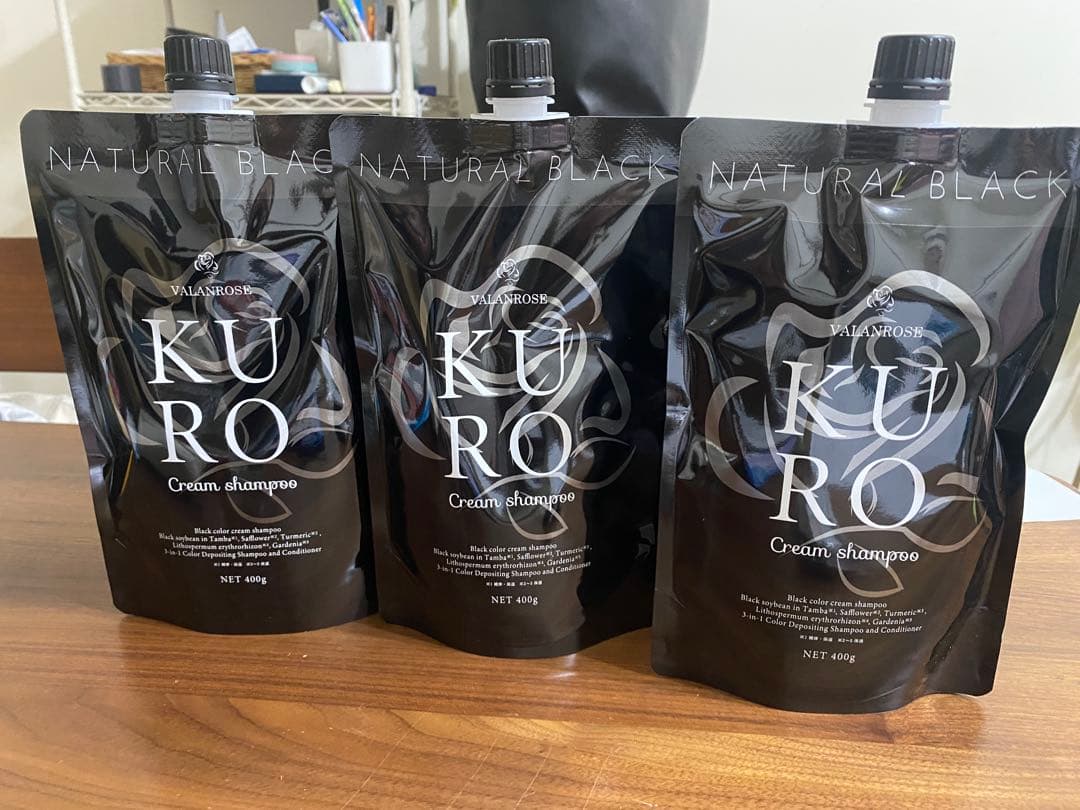 KURO クリームシャンプー ナチュラルブラック 400g 3個セット