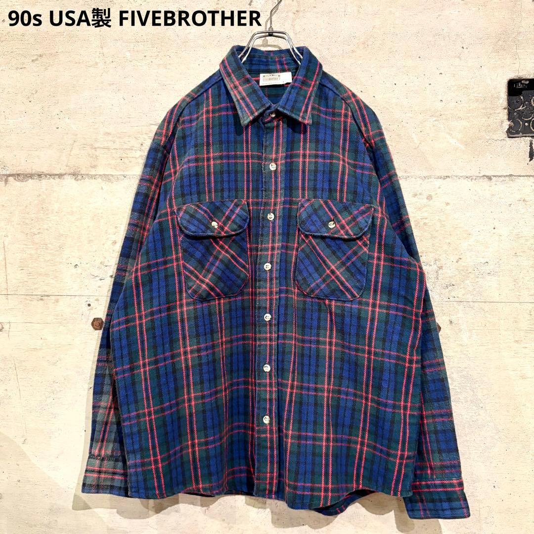 90s USA製 FIVEBROTHER ファイブブラザー ネルシャツ - メルカリ