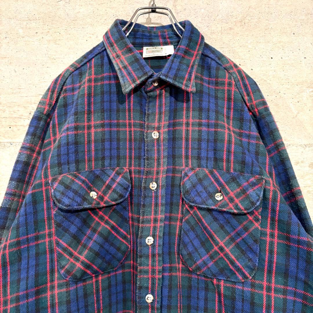 90s USA製 FIVEBROTHER ファイブブラザー ネルシャツ - メルカリ