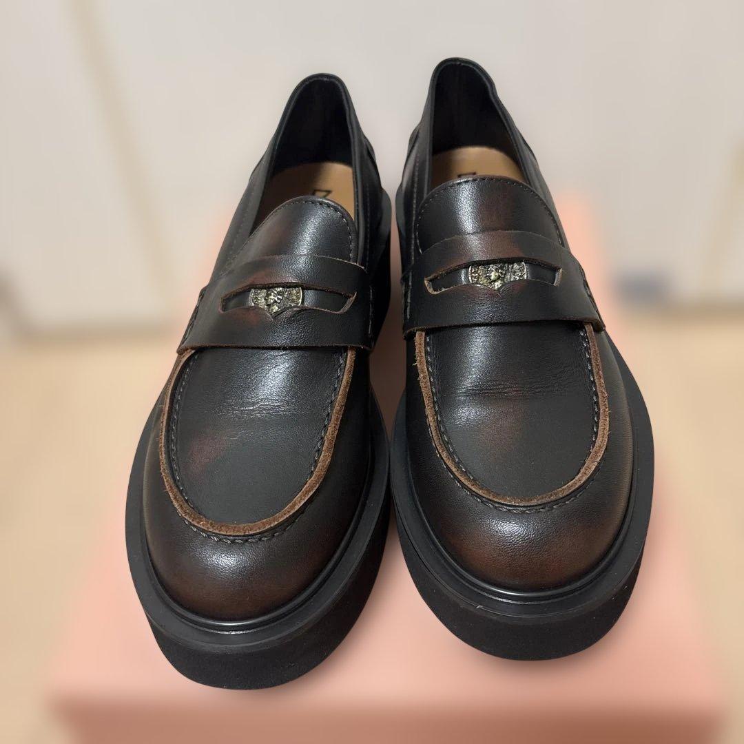 FABIO RUSCONIダークブラウン 厚底ローファー