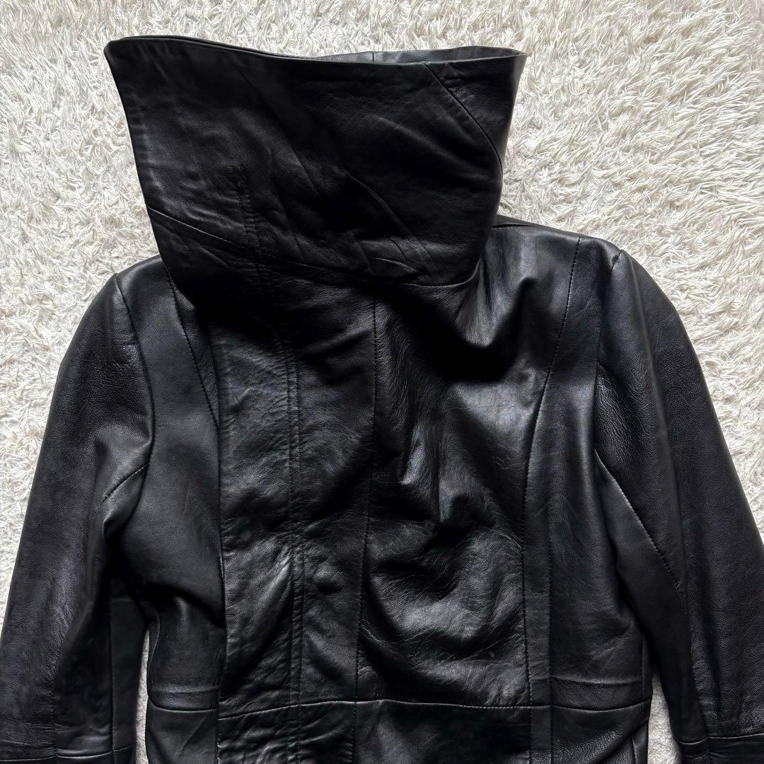 ☆羊革☆ EKAM ハイネック 変形 ライダース ジップアップ ダブル 黒 M