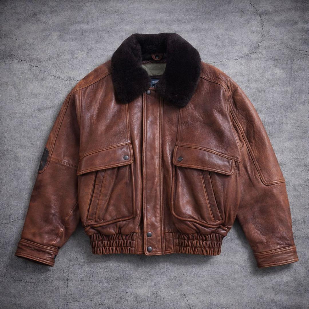 羊革】90s vintage leather jacket g1 a2 短丈 - メルカリ