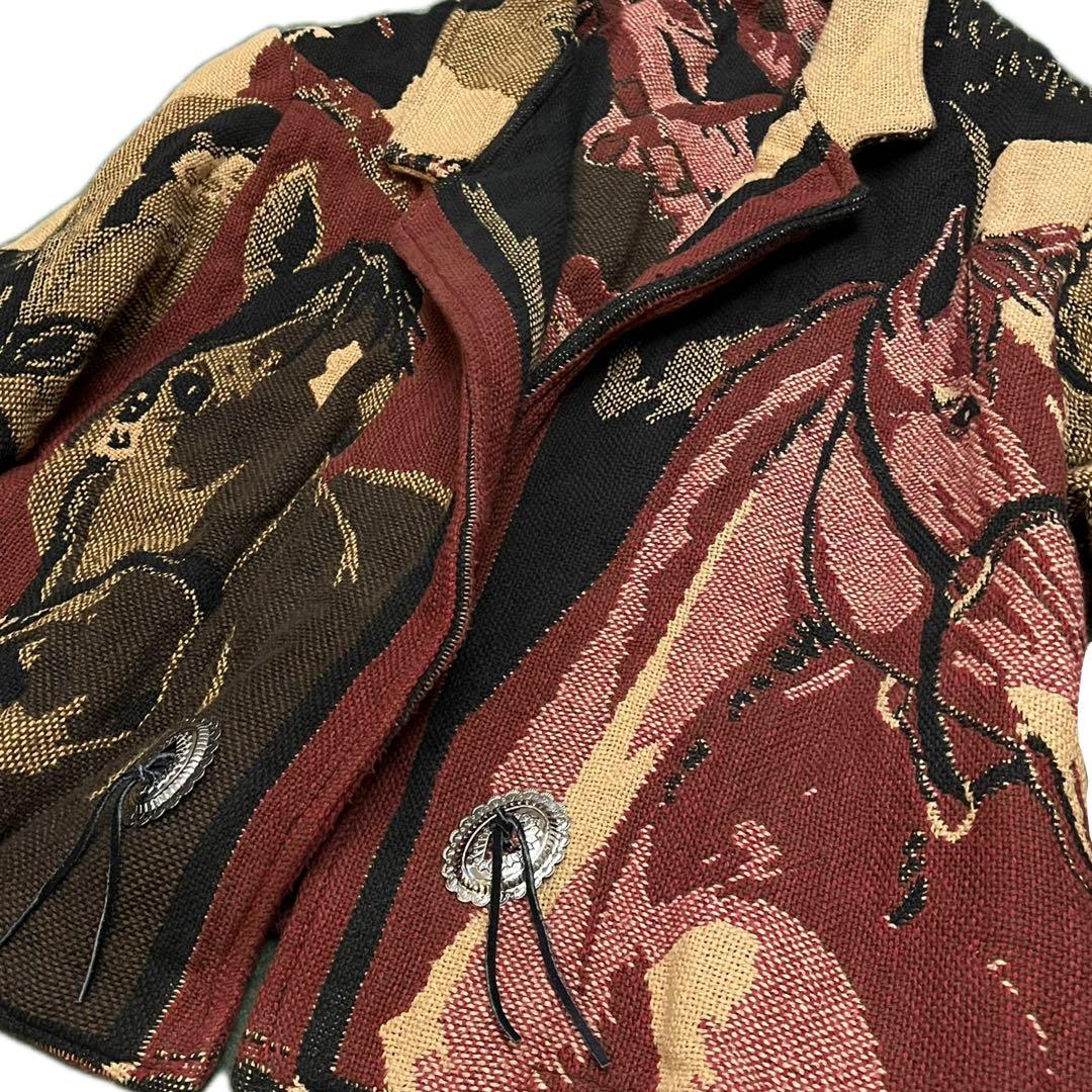 USA製コブラン織ジャケット ジャガード80'sホース 馬 柄 ビンテージ