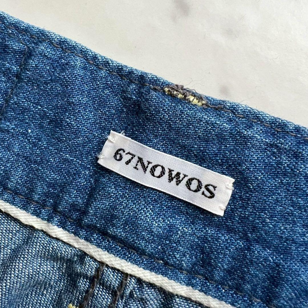 67NOWOS ワイドデニムパンツ カットオフ フレア - メルカリ