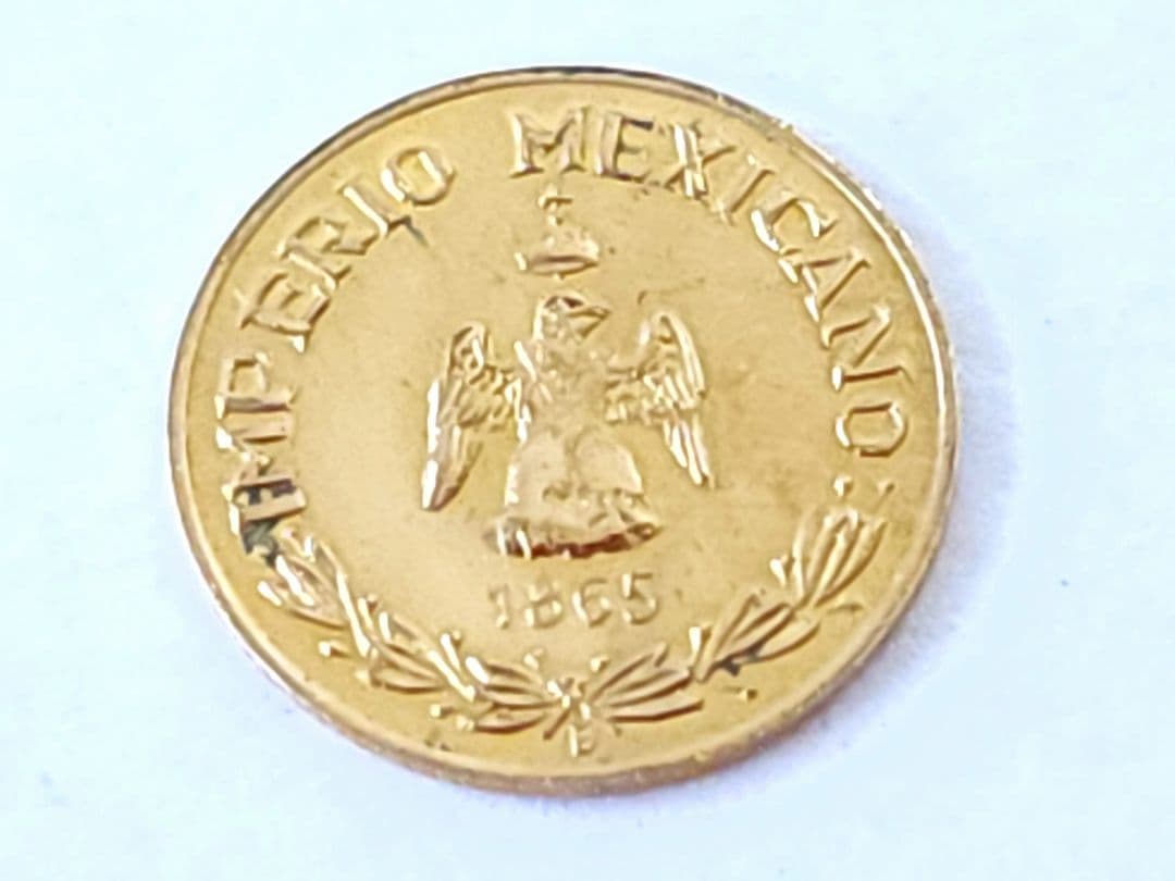 メキシコ 1ペソ金貨 マクシミリアン皇帝 1865年 ゴールド 世界最小の
