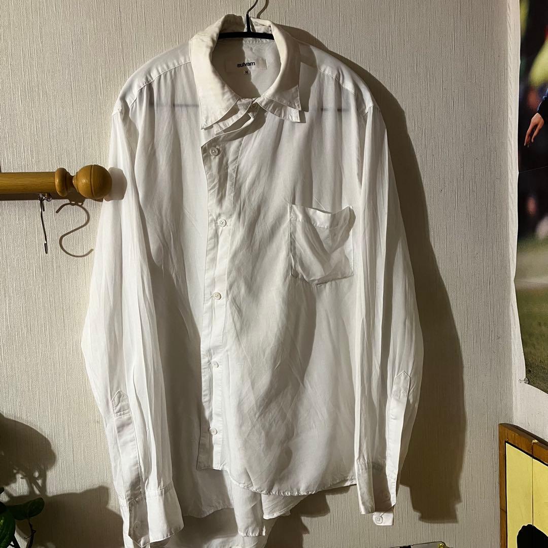 sulvam アシンメトリーダブルカラー長袖シャツ