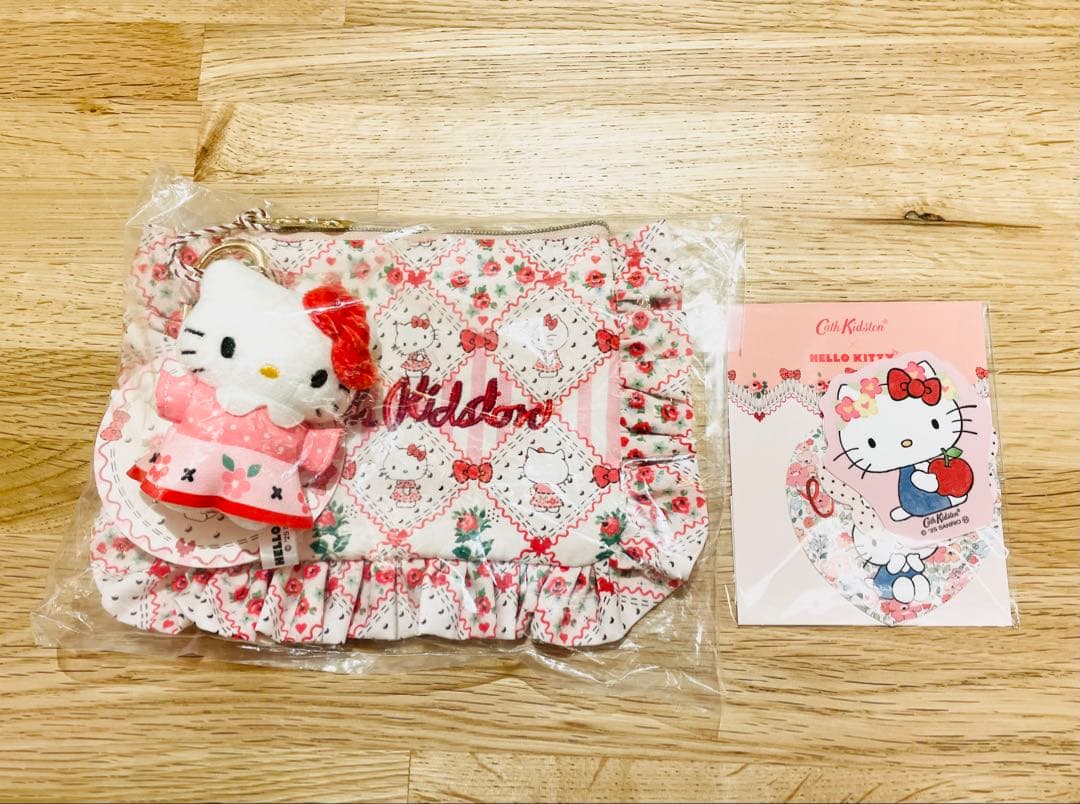 キャスキッドソン キティ フリルティッシュポーチ＆マスコットチャーム