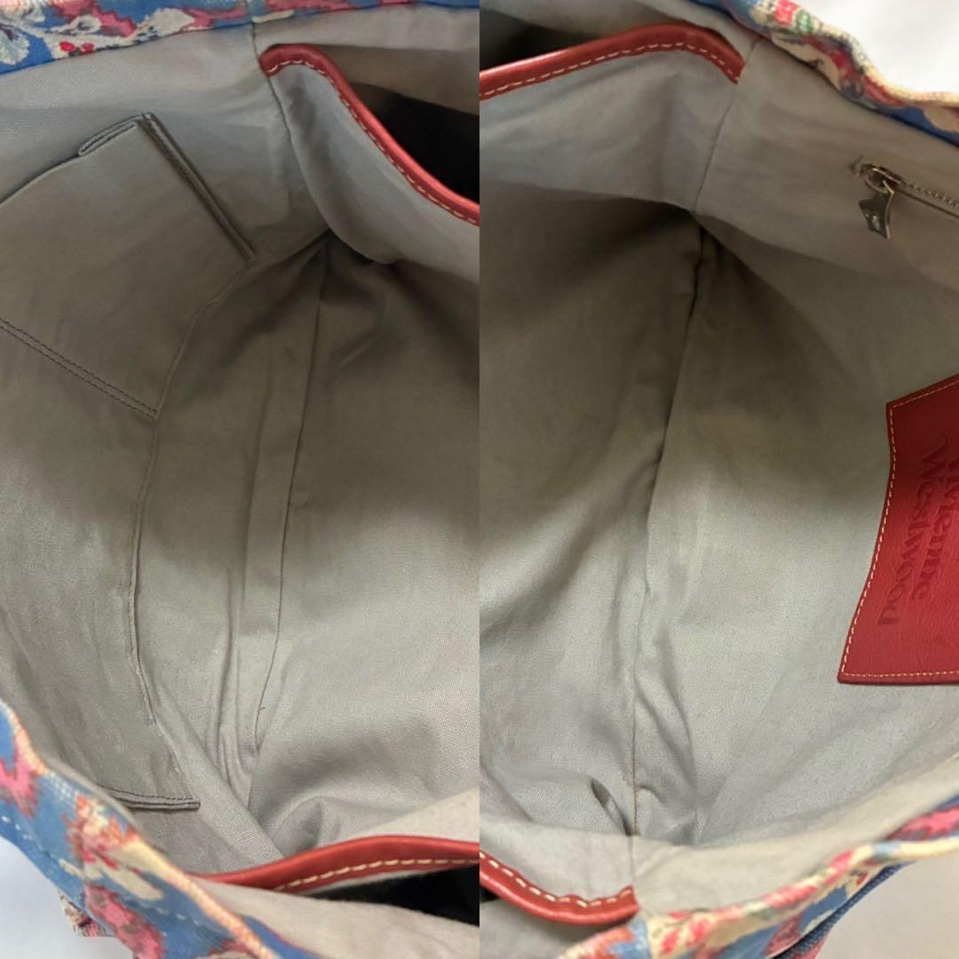 美品】ヴィヴィアンウエストウッド トートバッグ キャンバス レザー 花