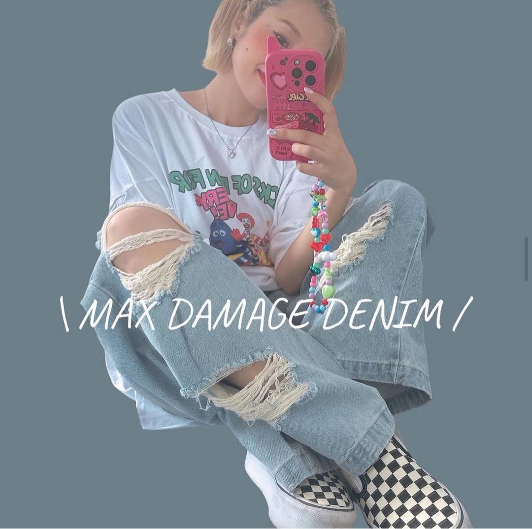 新品　link@ リンクアット　マックスダメージデニム　ディズニーコーデにも