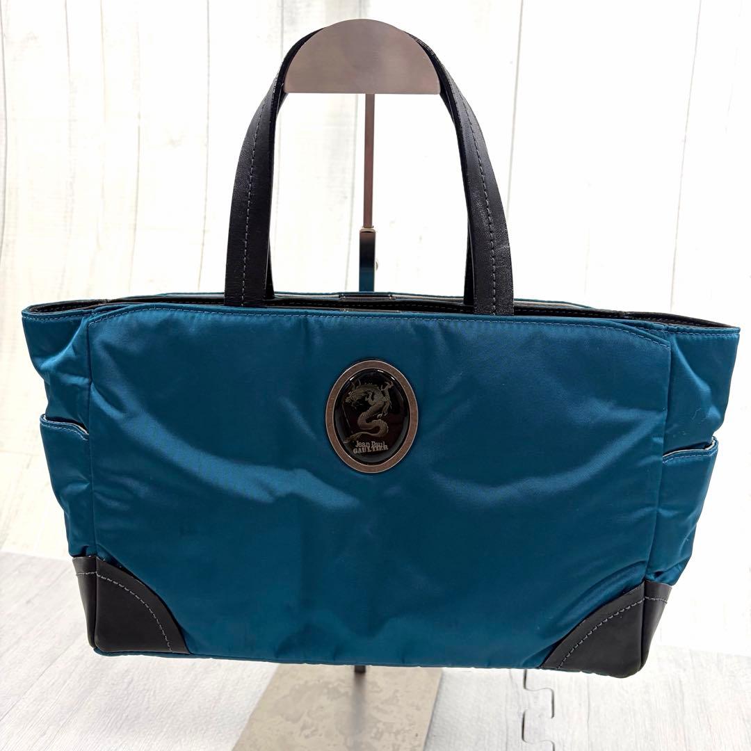 非売品 ジャンポール ゴルチエ ドラゴン カメオ ハンドバッグ ブルー ブラック