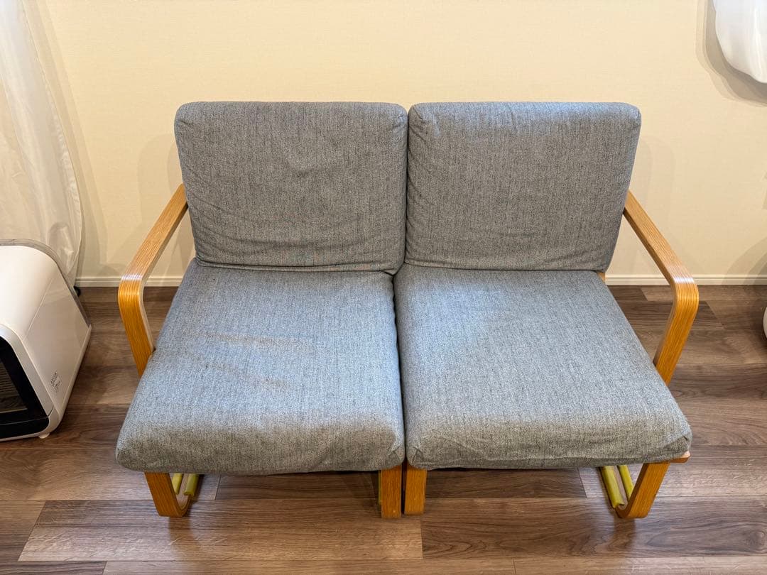 無印良品　リビングでもダイニングでもつかえるソファチェア・オーク材　2人掛け