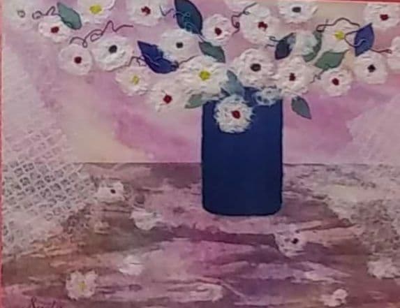 【ちぎり絵】「ロマンチック」　ハンドメイド　(P 10サイズ) 暮らしに彩りを