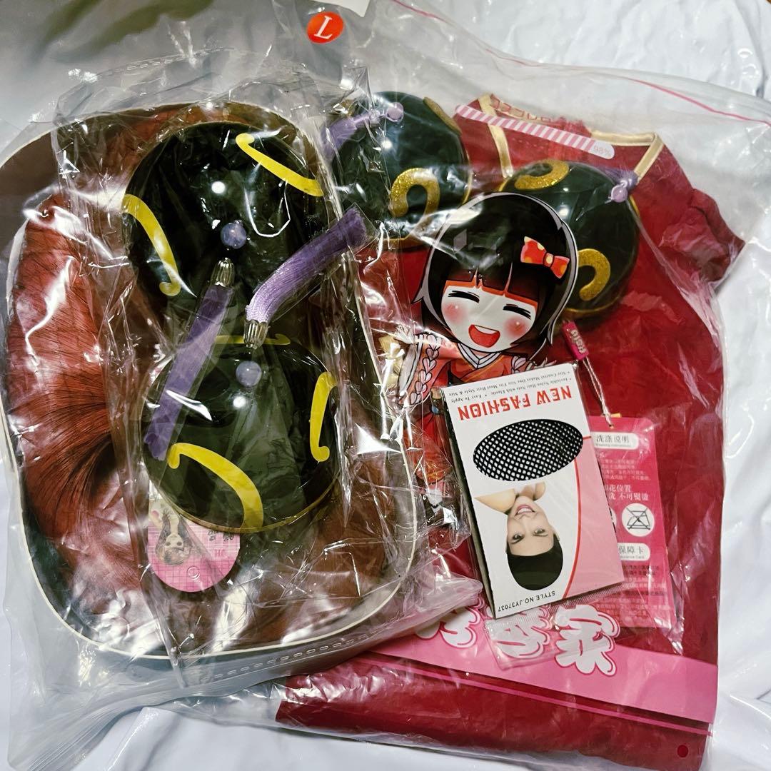 【新品未使用】銀魂神楽コスプレ衣装Lサイズ、ウィッグ、髪飾り