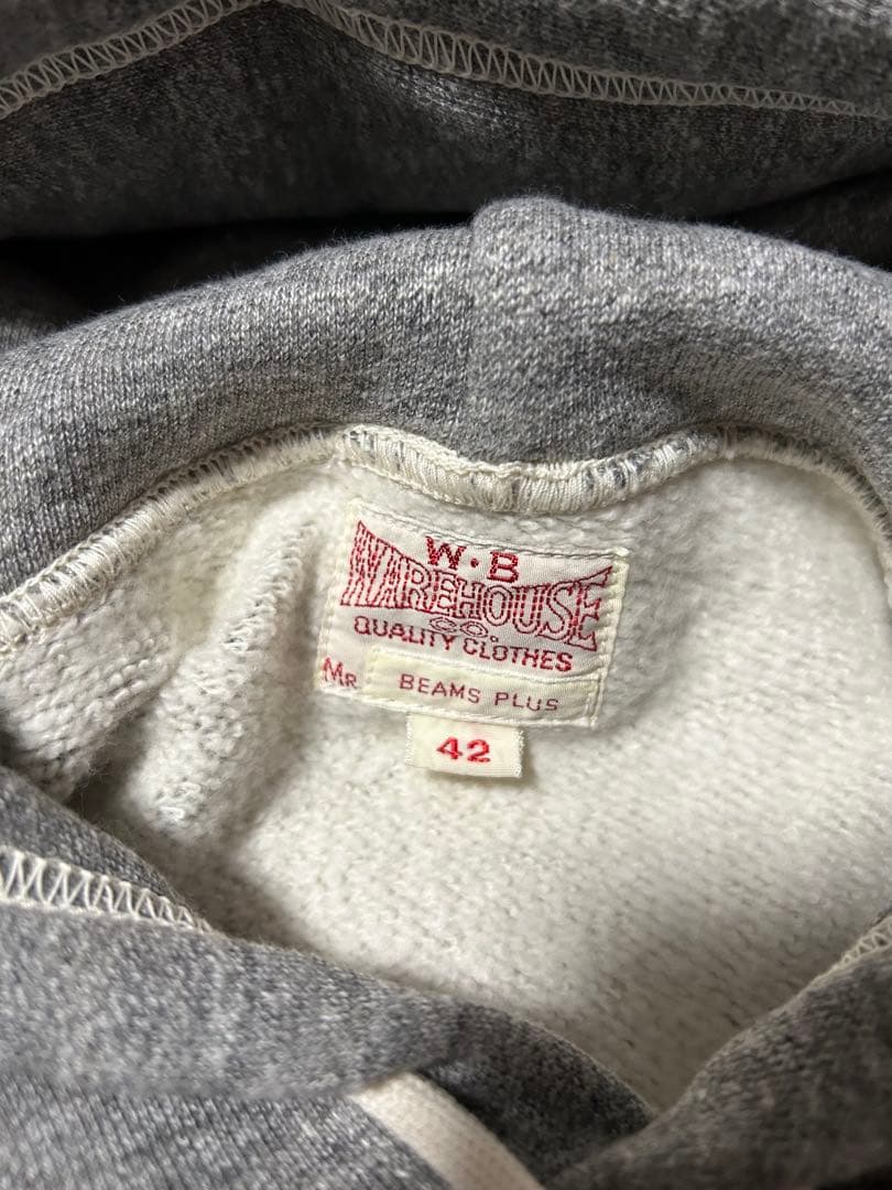 ウエアハウス/ビームスプラス 別注 スウェットパーカー/ヘザーグレー