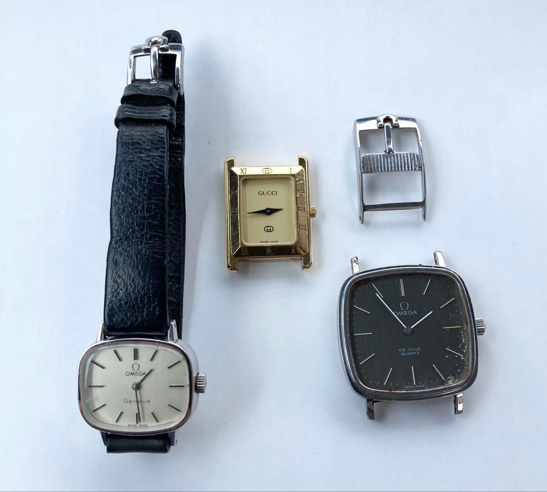 (不動品)(部品取りレベル)オメガ　グッチ 腕時計