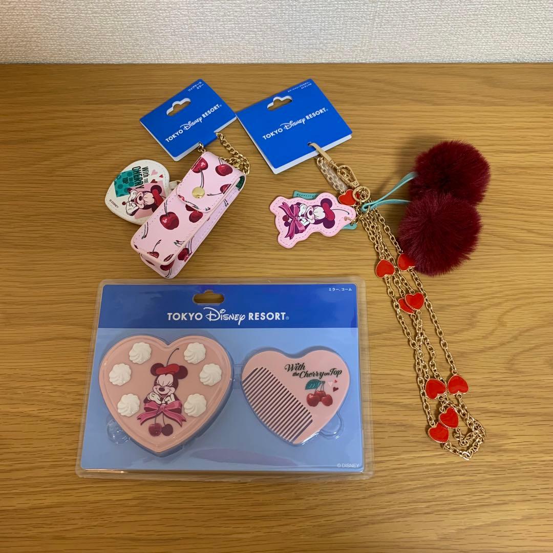 さくらんぼミニー 3点セット リップケース ミラーコーム スマホアクセサリー