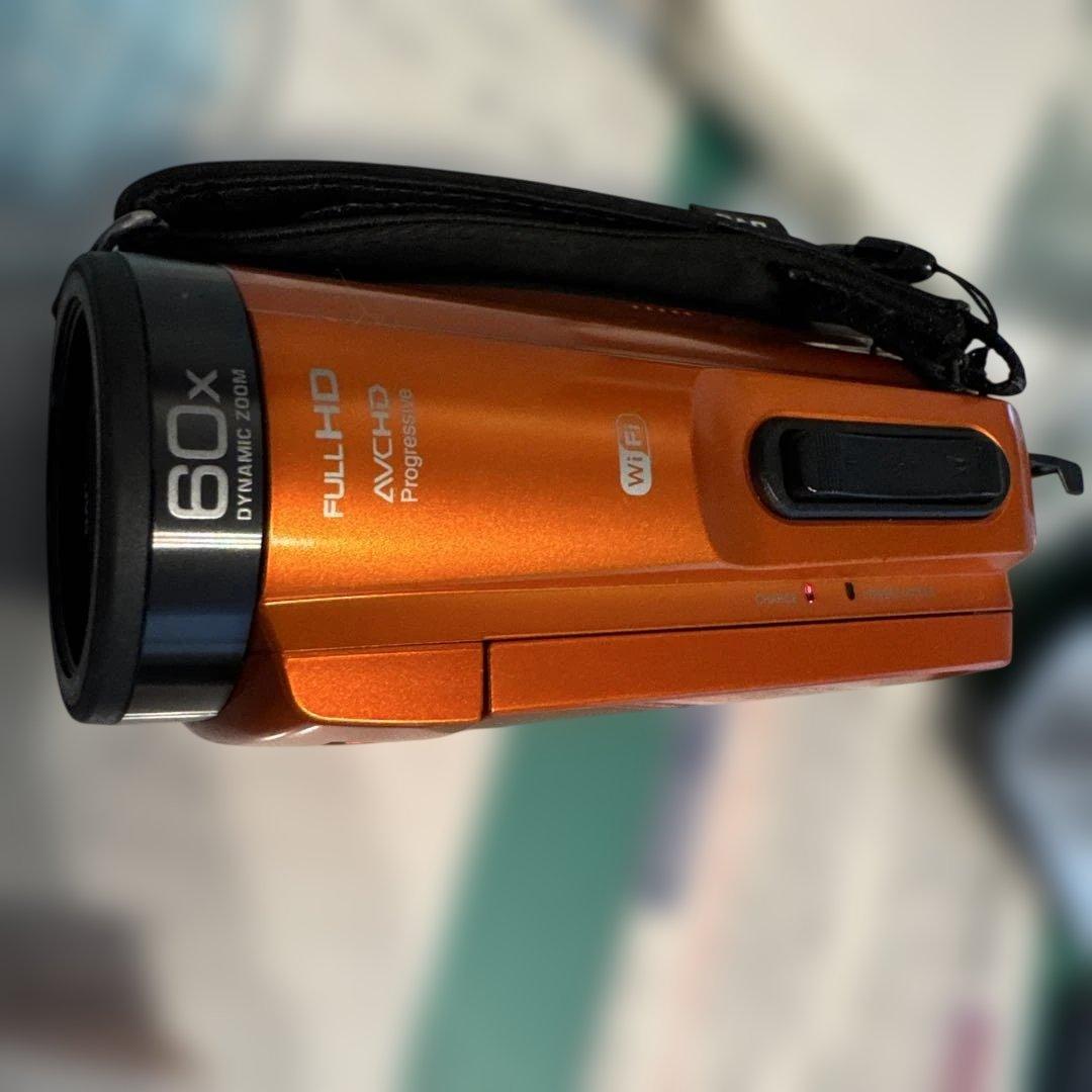 JVC Everio R オレンジ 本体・バック ・広角レンズ・浮輪付ストラップ