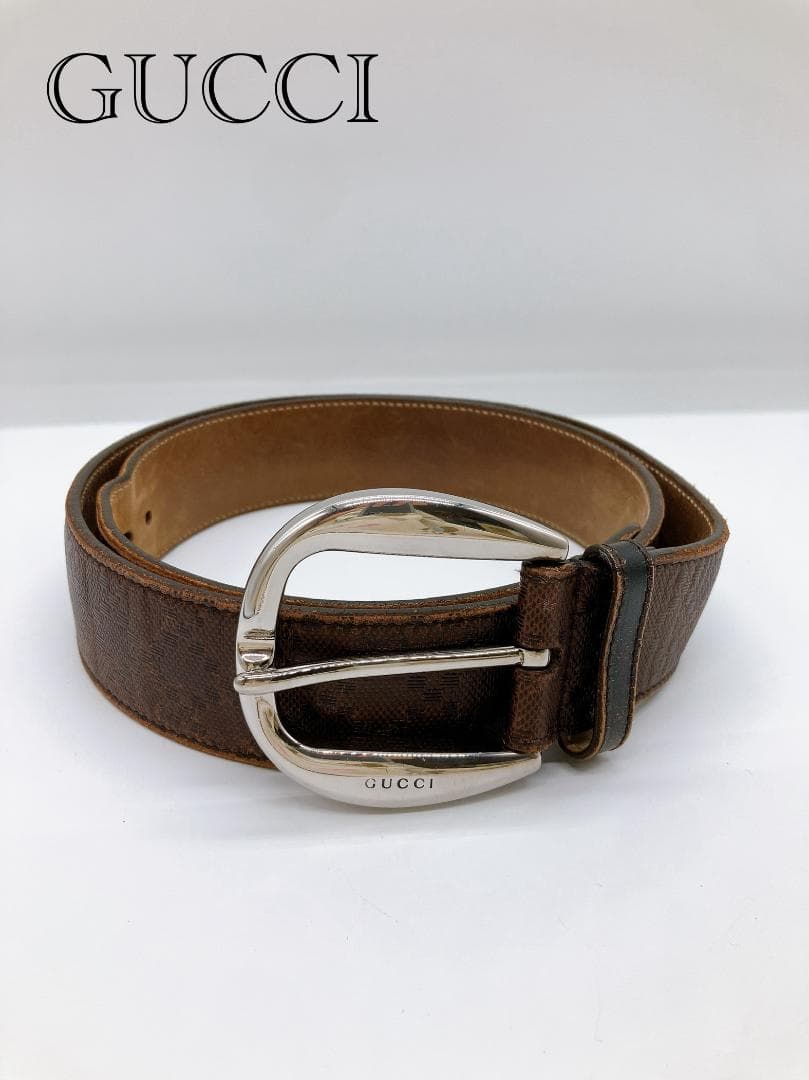 GUCCI 268237 レザー シルバー金具 ベルト 表記サイズ100・40