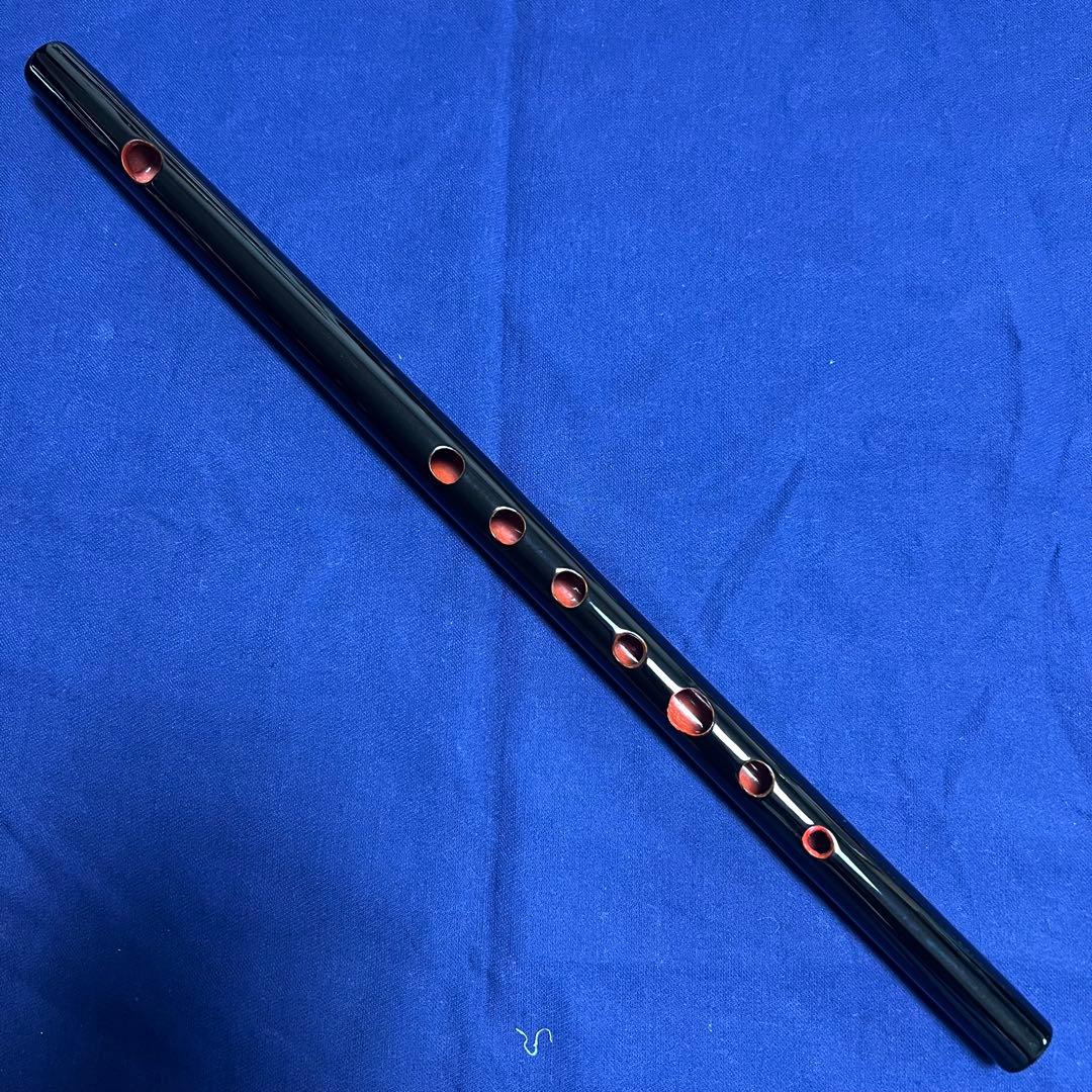 篠笛丸山 8本半調子 唄物 黒漆塗 笛袋付
