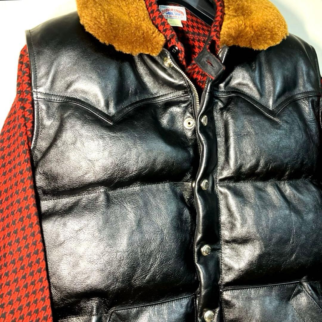 リアルマッコイズ ムートンカラー ホースハイド ダウンベスト36 極美品