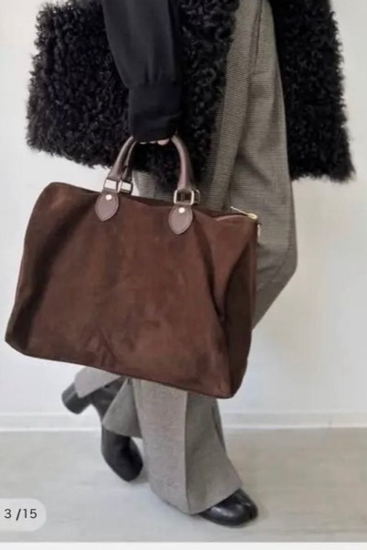 シータパランティカ　ブラウン スエード ボストンバッグ