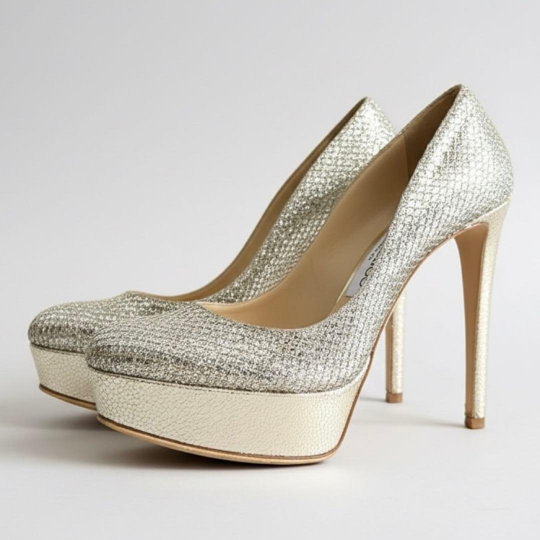 【美品】ジミーチュウ ELLIS 120 シャンパンゴールド 36.5