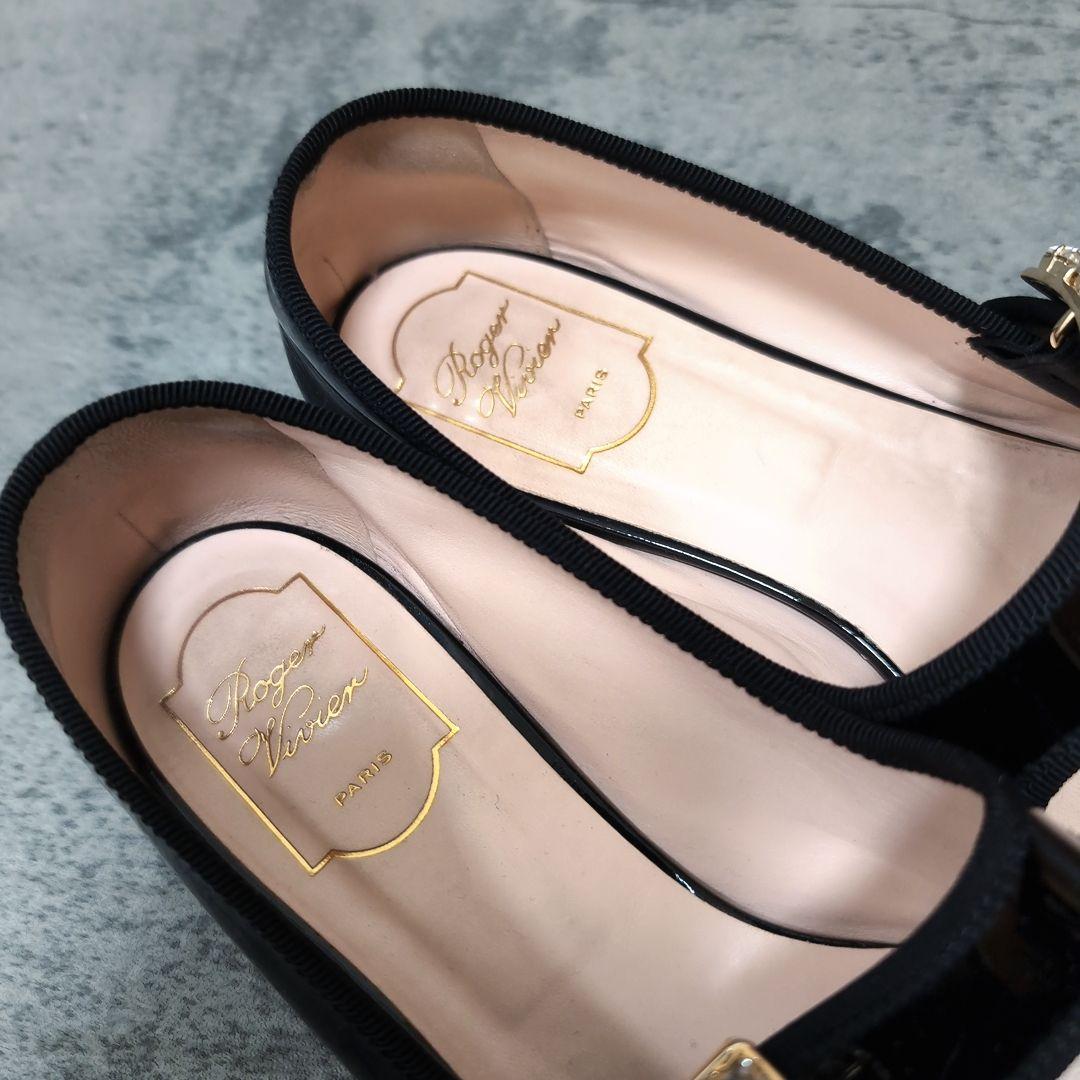 ロジェヴィヴィエ ブロッシュヴィヴィエ ビジュー パンプス 黒 39.5 箱