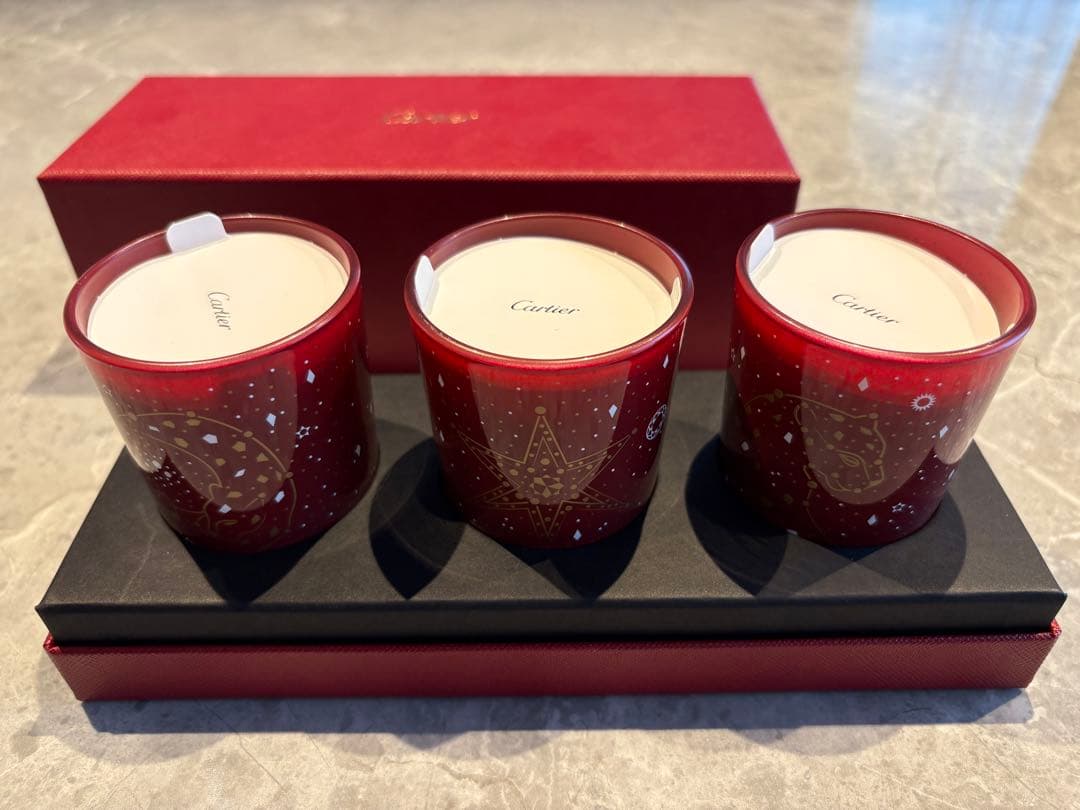 Cartier アロマキャンドル 3個セット レッド