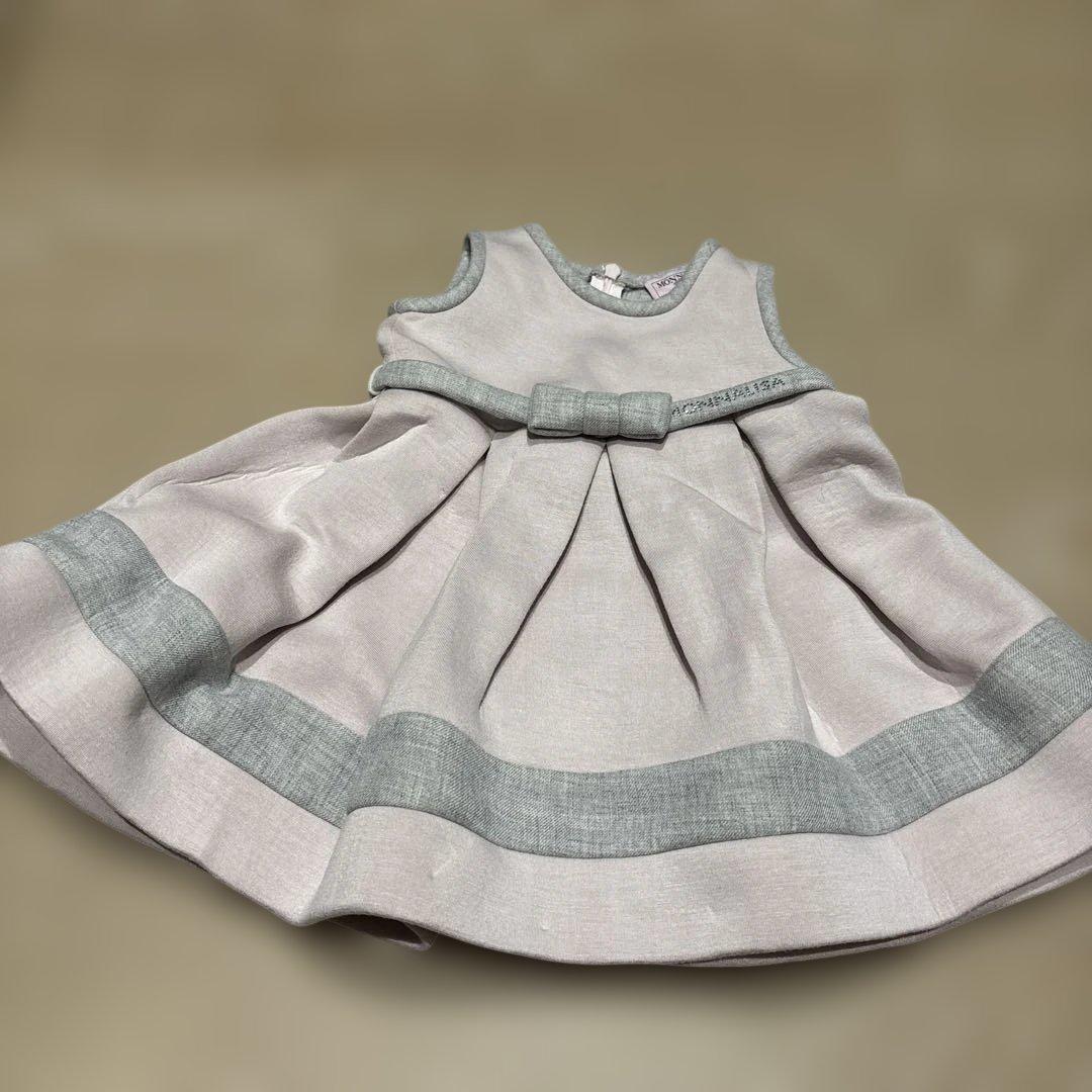 Mr-Mr　MONNALISA ピンクとグレーのリボン付きワンピース ロジータ ROJITA レース衿Wリボンワンピース （グレー） -アウトレット