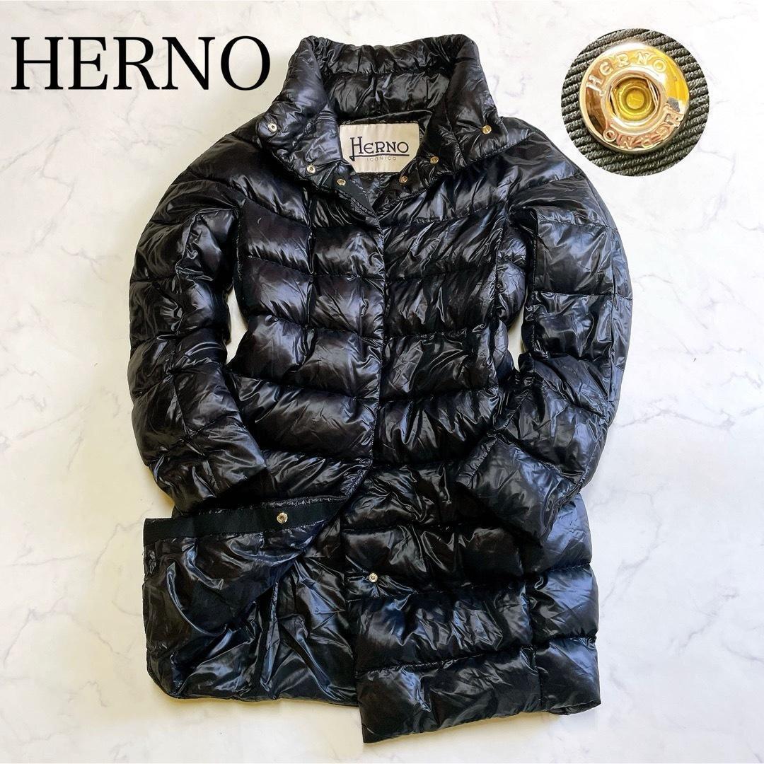 美品 ヘルノ ダウンジャケットコート グースダウン フェザー 40 L