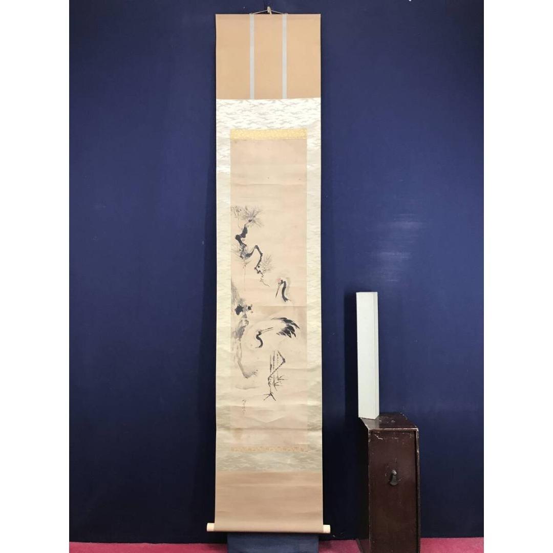 模写/狩野探幽/松鶴図/双鶴/花鳥図/祝掛軸/正月掛軸/掛軸☆宝船☆AK